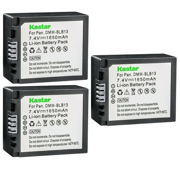 Kastar 3-Pack DMW-BLB13 Battery Replacement for Panasonic DMW-BLB13, DMW-BLB13E, DMW-BLB13GK, DMW-BLB13PP Battery, DE-A49, DE-A49A, DE-A49B, DE-A49C Charger, Panasonic DMC-GF1EG DMC-GF1GH Camera