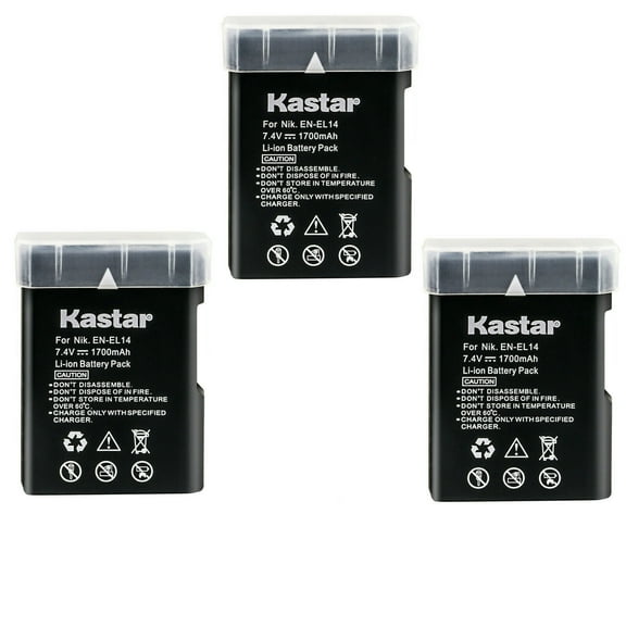 Kastar 3-Pack EN-EL14 Battery Replacement for Nikon Camera Grip DF BG-2P 905-19045-00000-01, D3100/D3200/D3300, BG-2F 905-19021-00000-01, D3400, BG-2TIR 905-19035-00000-01