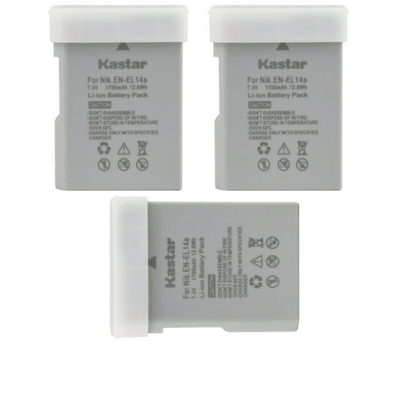 Kastar 3-Pack EN-EL14a Battery Replacement for Nikon D5100 DSLR Camera, D5200 DSLR Camera, D5300 DSLR Camera, D5500 DSLR Camera, D5600 DSLR Camera, Df DSLR Camera