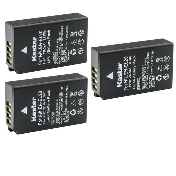 Kastar 3-Pack EN-EL20 Battery Replacement for Nikon Blackmagic Pocket Cinema Camera, Coolpix P950, Nikon Coolpix P1000, Nikon Coolpix A, Nikon 1 AW1, Nikon 1 J1, Nikon 1 J2, Nikon 1 J3 Camera
