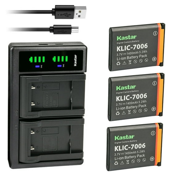 Kastar 3-Pack KLIC-7006 Battery and LTD2 USB Charger Compatible with Kodak Easyshare M22, Easyshare M23, Easyshare M200, Easyshare M215, Easyshare MD30, Easyshare M522, Easyshare M530 Camera