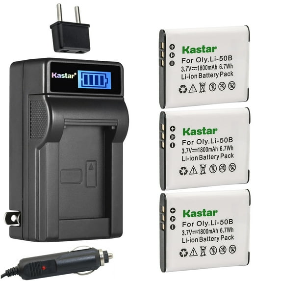 Kastar 3-Pack NP-150 Battery and LCD AC Charger Compatible with Casio NP150 CNP150 Battery, Casio Exilim EX-TR50VT, Exilim EX-TR500, Exilim EX-TR550, Exilim EX-TR60, Exilim EX-TR600 Digital Cameras