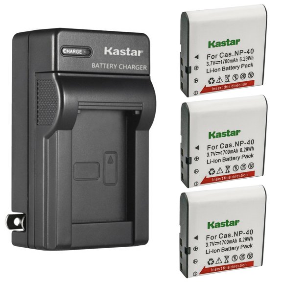 Kastar 3-Pack NP-40 Battery and AC Wall Charger Replacement for Minolta MND50 48 MP / 4K Ultra HD, Minolta MN40WP 48MP Dual Screen Waterproof Camera, Minolta MN53Z 16MP 53X Optical Zoom Bridge Camera