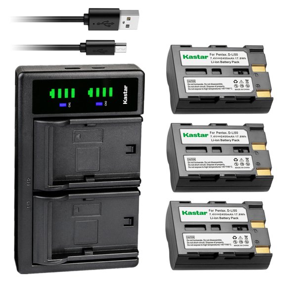 Kastar 3-Pack NP-400 Battery and LTD2 USB Charger Replacement for Konica Minolta NP-400 Battery, BC-400 Charger, Konica Minolta a Sweet DIGITAL, a-5 Digital, a-7 Digital, Dimage A1, Dimage A2 Camera