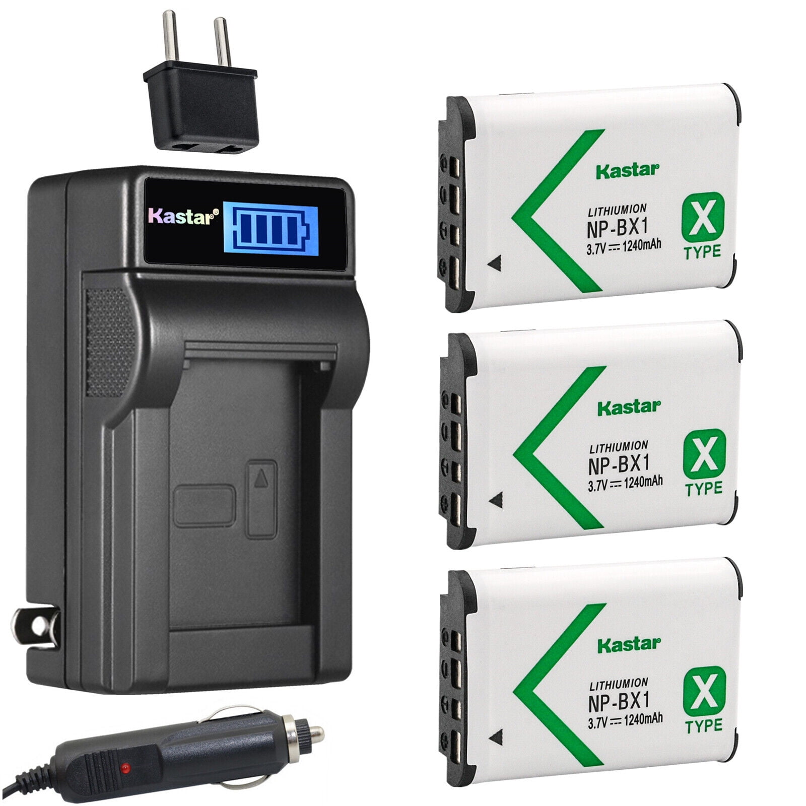Kastar 4-Pack NP-BX1 Battery and LCD AC Charger Compatible with
