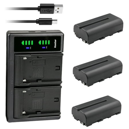 Kastar 3-Pack NP-F550 / NP-F570 Battery and LTD2 USB Charger Compatible with Aputure Amaran AL-H198 AL-M9 LED Video / Photo Camera Light, Atomos Shogun Flame, Atomos Shogun Inferno LED Video Light