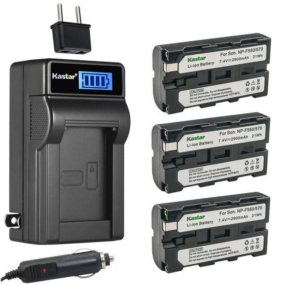 Kastar 3-Pack NP-F570 Battery and LCD AC Charger Compatible with Sony CVX-V18NSP Sony DCR-TR7 DCR-TR7000 DCR-TR7100 DCR-TR8000 DCR-TR8100 DCR-TRU47 DCR-TRV103 DCR-TRV110 DCR-TRV120 DCR-TRV125