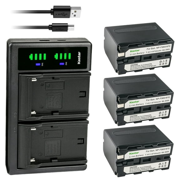 Kastar 3-Pack NP-F970 Battery and LTD2 USB Charger Compatible with Sony DCR-TR7 DCR-TR7000 DCR-TR7100 DCR-TR8000 DCR-TR8100 DCR-TRU47 DCR-TRV103 DCR-TRV110 DCR-TRV120 DCR-TRV125 DCR-TRV130 Camera