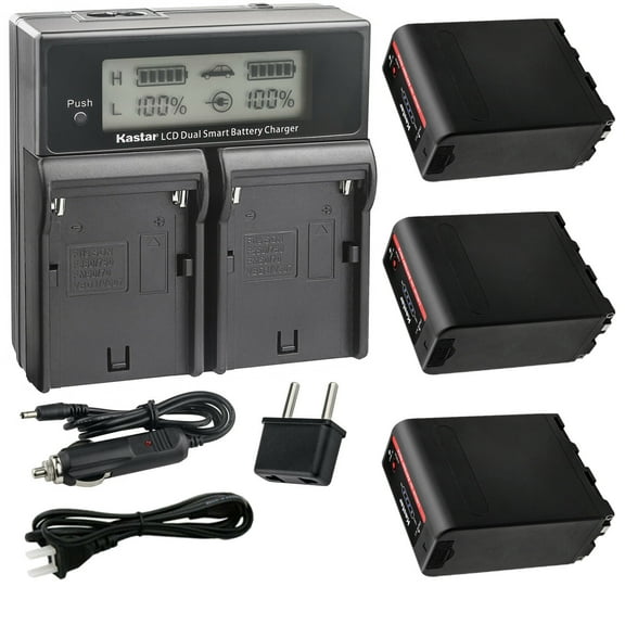 Kastar 3-Pack NP-F990EXP Battery and CH04 Dual Fast Charger Compatible with Z Cam E2 E2-M4 Professional 4K Cinematic Camera, Z Cam E2-S6 Super 35 6K Camera, Z Cam E2-F6 Full-Frame 6K Cinema Camera