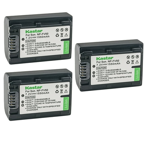Kastar 3-Pack NP-FV50 Battery Replacement for Sony HDR-CX210, HDR-CX220, HDR-CX230, HDR-CX250, HDR-CX260V, HDR-CX280, HDR-CX290, HDR-CX300, HDR-CX305, HDR-CX320, HDR-CX330, HDR-CX330E Camera