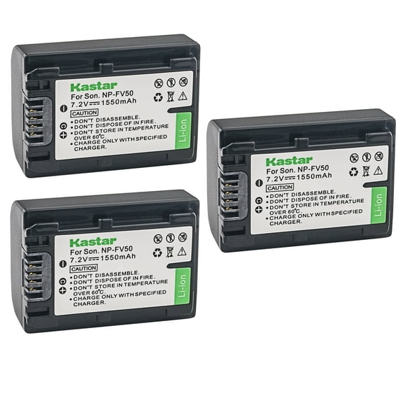Kastar 3-Pack NP-FV50 Battery Replacement for Sony HDR-PJ230, HDR-PJ260, HDR-PJ26, HDR-PJ30, HDR-PJ320, HDR-PJ330, HDR-PJ340, HDR-PJ340E, HDR-PJ350, HDR-PJ380, HDR-PJ390, HDR-PJ420, HDR-PJ50 Camera