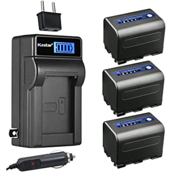 Kastar 3-Pack NP-QM71D Battery and LCD AC Charger Compatible with Sony CCD-PC8, CCD-PC9, CCD-PC100, CCD-PC101, CCD-PC103, CCD-PC104, CCD-PC105, CCD-PC110, CCD-PC115, CCD-PC120, CCD-PC330