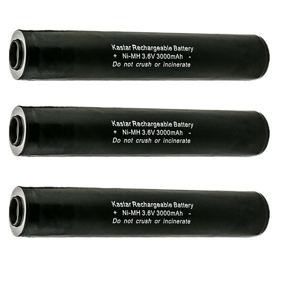 Kastar 3-Pack Ni-MH 3.6V 3000mAh Battery Replacement for Streamlight-Maglight Pelican M9, Stinger HP, Stinger XT, Stinger XT HP, Stinger LED, Stinger LED HP, Polystinger, Maglite 75175, 75375