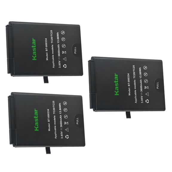 Kastar 3-Pack Replacement Battery, Compatible with Zebra BT-000334 BT-000334-01 for TC20 TC25 TC200J TC25CJ Handheld Barcode Scanners