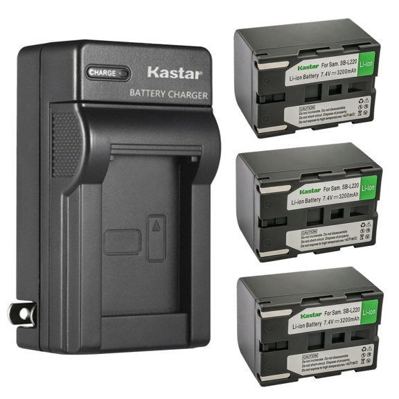 Kastar 3-Pack SB-L220 Battery and AC Wall Charger Replacement for Samsung VP-D63, VP-D65, VP-D69, VP-D70, VP-D73 VP-D73i, VP-D75 VP-D75i, VP-D76, VP-D77 VP-D77i, VP-D7L, VP-D80, VP-D82, VP-D85, VP-D87