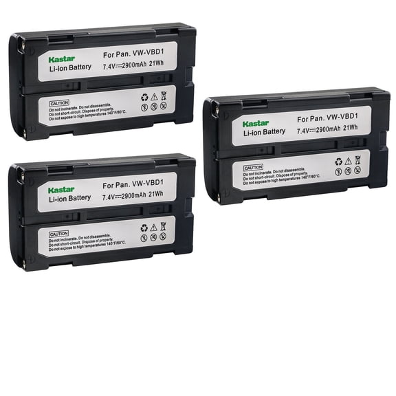 Kastar 3-Pack VW-VBD1 Battery Replacement for Panasonic AG-BP15P, CGR-B/202, CGR-B/202A1B, CGR-B/202E1B, CGR-B202A, CGR-B/403, CGR-B/814, PV-DBP5, VW-B202, VW-VBD1, VW-VBD1/E, VW-VBD1E, VW-VBD2