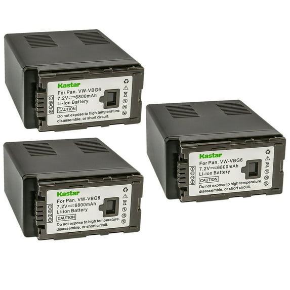 Kastar 3-Pack VW-VBG6 Battery Replacement for Panasonic G-AC130AEJ, AG-AC130AP, AG-AC160, AG-AC160A , AG-AC160AEJ, AG-AC160AP, AG-HMC40, AG-HMC43, AG-HMC45A, AG-HMC70, AG-HMC70U, AG-HMC73MC