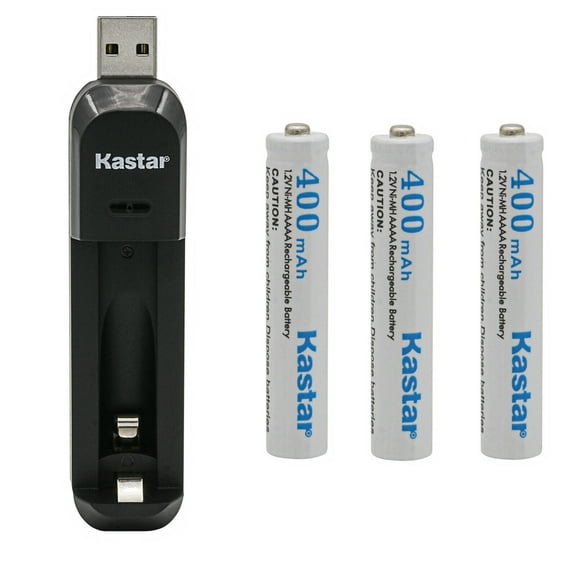 Kastar 3 Pcs AAAA 1.2V 400mAh Battery and USB Charger Replacement for Active Stylus Pen, Surface Pen Battery, Surface Pro 3/4 Pen, Digital Pen MS Surface Pen, Dell Digital Stylus, Bamboo Ink Pen