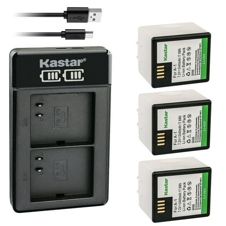 Kastar 3x Battery and LCD Dual USB Charger Replacement for Arlo A-1, Arlo A-1B, Arlo A-1C, P/N: 308-10029-01, Arlo Pro, Arlo VMC4030, Arlo Pro 2, Arlo Security Light VMA4400 Netgear, VMS4230-100PAS