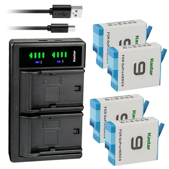 Kastar 4-Pack 3.85V 1900mAh Battery and LTD2 USB Charger Compatible with GoPro HERO9 HERO 9, GoPro ADDBD-001 Battery, GoPro HERO9 Black Edition, GoPro HERO 9 Black Edition, Go Pro 9 Edititon Camera