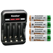 Kastar 4-Pack AA 1.2V 2700mAh Ni-MH Battery and CMH4 Smart USB Charger Compatible with Camera Flash Flashlight Electric Toothbrush mouse Remote Control Radio Phone Electric Toy Microphone Headset