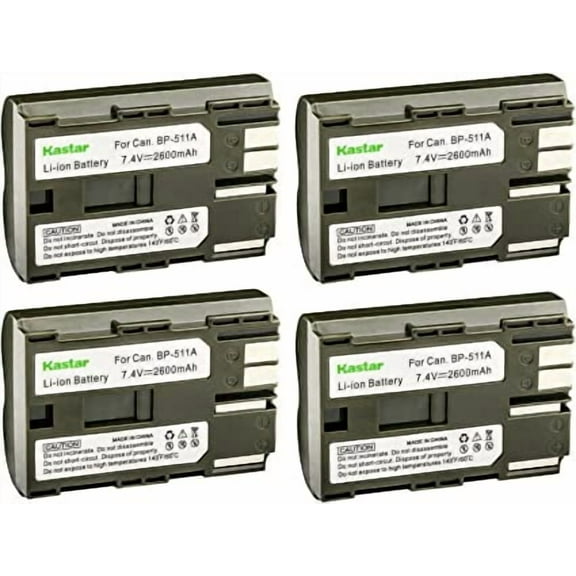 Kastar 4-Pack BP-511 Battery Replacement for Canon DM-MV600 MV600 MV600i, DM-MV630i MV630i, DM-MV650i MV650i, DM-MV690 MV690, DM-MV700 MV700 MV700i, DM-MV730i MV730i, DM-MV750i MV750i Camera