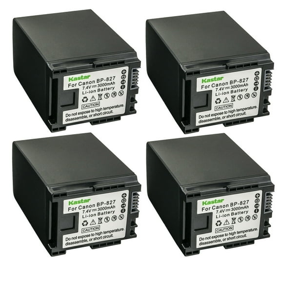 Kastar 4-Pack BP-827 Battery 7.4V 3000mAh Replacement for Canon Vixia FS10, Vixia FS100, Vixia FS11, VIXIA HG20, VIXIA HG21, VIXIA HF G10 HFG10, VIXIA HF G20 HFG20, VIXIA HF G30 HFG30 Camcorder