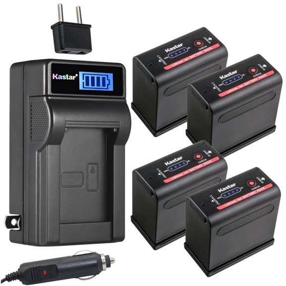 Kastar 4-Pack BP-980G Pro Battery and LCD AC Charger Compatible with Canon G1000, G1500, G2000, GL1 GL-1 DM-GL1, GL2 GL-2 DM-GL2, MV1, MV10 MV10i, MV20 MV20i, MV100 MV100i, MV200 MV200i, Optura