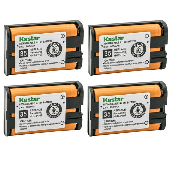 Kastar 4-Pack Battery 3.6V 900mAh Replacement for Panasonic HHR-P107 HHRP107 HHR-P107A HHR-P107A/1B HHR-P107A1B Type 35 PQSUHGLA1ZA BB-GT1500 BBGT1500 BB-GT1500B BBGT1500B Battery
