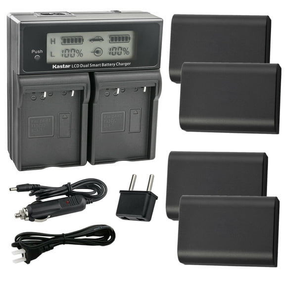 Kastar 4-Pack Battery and AC LCD Dual Fast Charger Compatible with Olympus OM SYSTEM BLX-1 Lithium-Ion Battery, Olympus OM System BCX-1 Li-ion Battery Charger, Olympus OM System OM-1 Mirrorless Camera