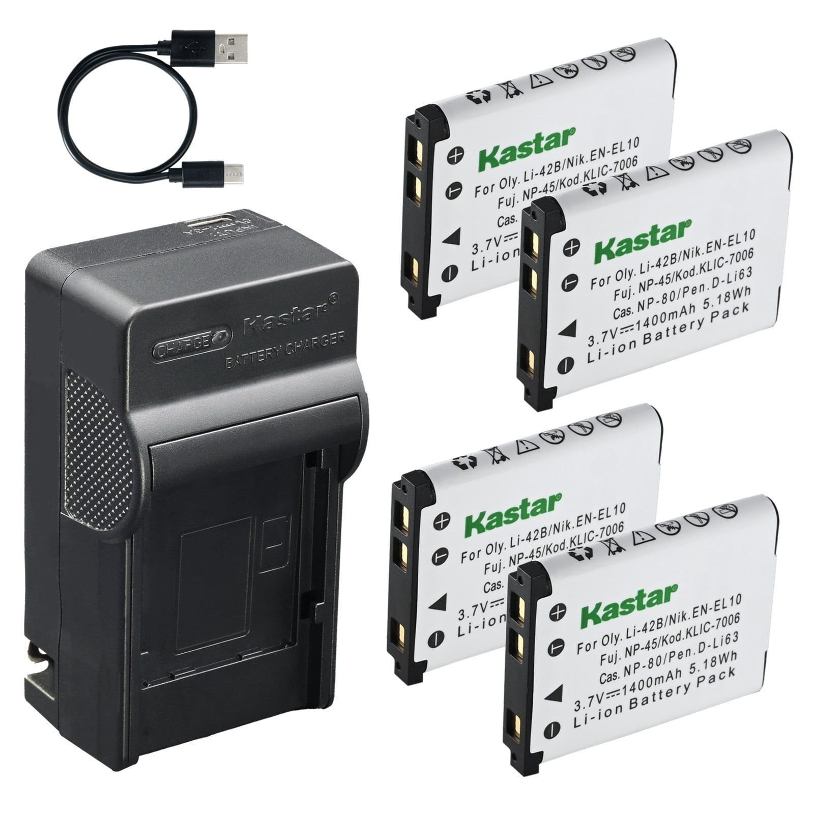 Battery Charger with In-Car Adaptor replaces Casio NP-80/NP80 Medion NP45 VG0376122100012 Olympus mju LI-40B LI-42B Fuji NP-45 Nikon EN-EL10 Pentax DLI63