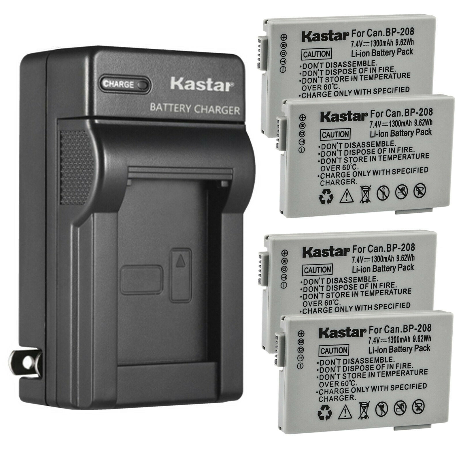 Kastar 4-Pack Battery and AC Wall Charger Replacement for Canon
