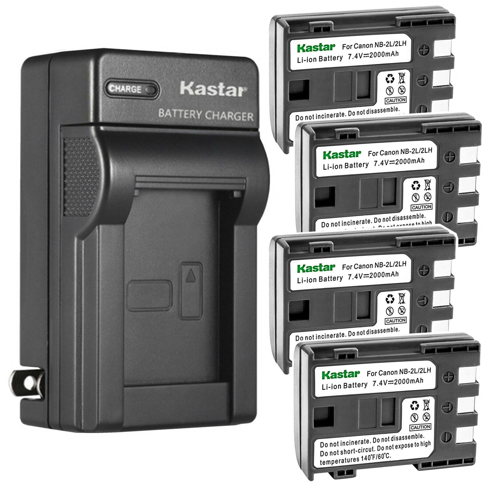 Kastar 4-Pack Battery and AC Wall Charger Replacement for Canon