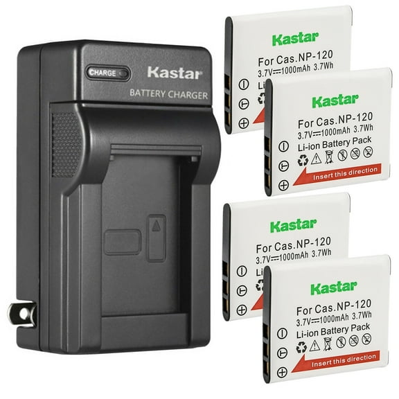 Kastar 4-Pack Battery and AC Wall Charger Replacement for Casio Exilim EX-Z780, Exilim EX-Z790, Exilim EX-Z880, Exilim EX-Z890, Exilim EX-Z900, Exilim EX-Z910, Exilim EX-ZS10, Exilim EX-ZS12 Cameras