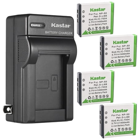 Kastar 4-Pack Battery and AC Wall Charger Replacement for COBRA 213021N001, CP-2055A, CP-2058A, CP-250S, CP205SA, CP310, CP310S, CP310SA, CP320, CP-320SA, CP-355S, CP1155, CP-9105, CP-9125, CP-9135
