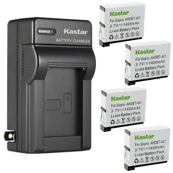 Kastar 4-Pack Battery and AC Wall Charger Replacement for Gopro4 Hero4, AHDBT-401, AHBBP-401 Battery, Gopro HD HERO4 Black & Silver, HD Hero 4 Black & Silver Action Sport Camera