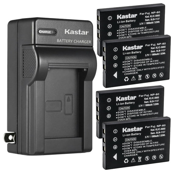 Kastar 4-Pack Battery and AC Wall Charger Replacement for HP Photosmart R725, Photosmart R727, Photosmart R817, Photosmart R818, Photosmart R827, Photosmart R837, Photosmart R927, Photosmart R937