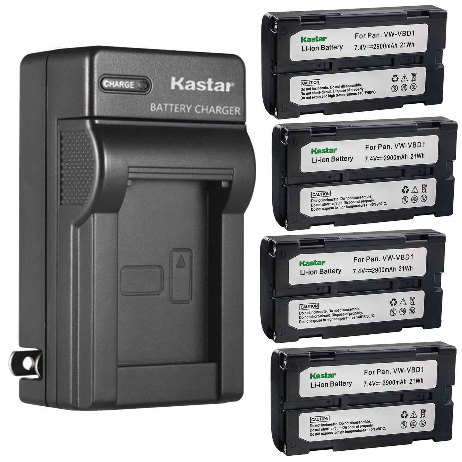 Kastar 4-Pack Battery and AC Wall Charger Replacement for Panasonic AGBP15, AGBP15P, AGBP25, AGEZ1, AGEZ1U, AGEZ20, AGEZ20U, AGEZ30U, Proscan HIT 555, HIT 566, HIT 577, RCA BB-65L, BB65L, ACAM0815