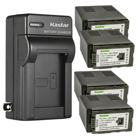 Kastar 4-Pack Battery and AC Wall Charger Replacement for Panasonic AG-AC7, AG-AF100, AG-AC130, AG-AC160, AG-HMC40, AGHMC80, AG-HMC155, AG-HMR10, AG-HMR10A, AG-HMR10E, AG-HMR10P, AG-HSC1U Video Camera