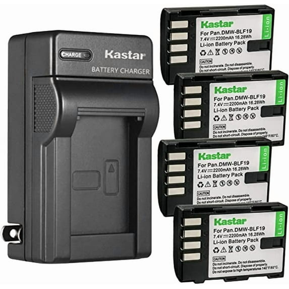 Kastar 4-Pack Battery and AC Wall Charger Replacement for Panasonic Lumix DMC-GH3HGK, Lumix DMC-GH3KBODY, Lumix DMC-GH4, Lumix DMC-GH4A, Lumix DMC-GH4H, Lumix DMC-GH4KBODY