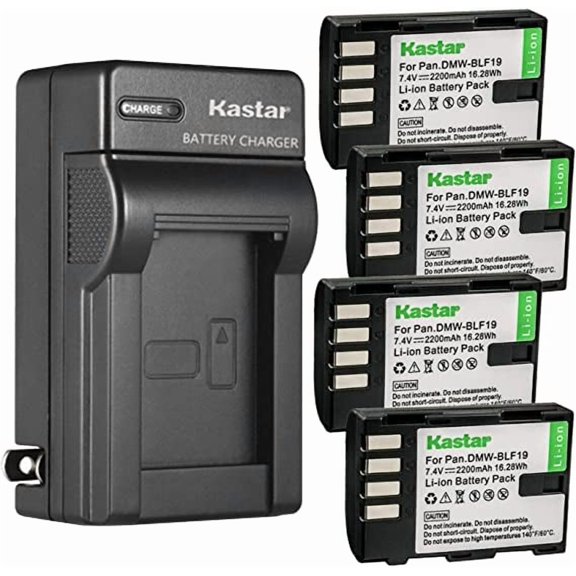Kastar 4-Pack Battery and AC Wall Charger Replacement for Panasonic Lumix DMC-GH3HGK, Lumix DMC-GH3KBODY, Lumix DMC-GH4, Lumix DMC-GH4A, Lumix DMC-GH4H, Lumix DMC-GH4KBODY