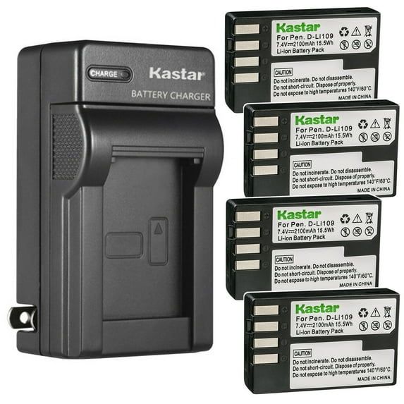 Kastar 4-Pack Battery and AC Wall Charger Replacement for Pentax D-Li109 Battery, Pentax D-BC109 Charger, Pentax K-R KR, K-30 K30, K-50 K50, K-70 K70, K-500 K500, K-S1 KS1, K-S2 KS2, KP, KF Camera