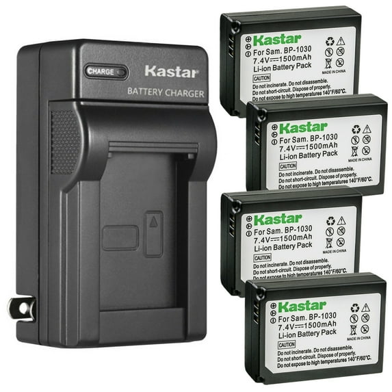 Kastar 4-Pack Battery and AC Wall Charger Replacement for Samsung BP-1030 BP1030, ED-BP1030, BP-1130 BP1130, ED-BP1130 Battery, Samaung BC-1030 BC1030, BC-1030b BC1030b Charger