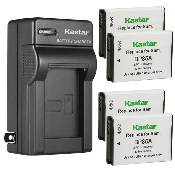 Kastar 4-Pack Battery and AC Wall Charger Replacement for Samsung EA-BP85A, EA-BP85A /E, BP-85A BP85A Battery, Samsung SBC-85A Charger, Samsung EC-WB210ZBPRUS, PL210 , SH100 , ST200 , ST200F , WB210