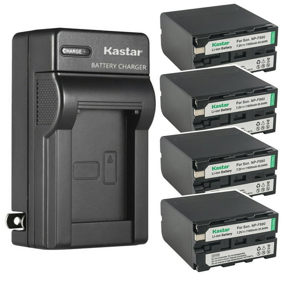Kastar 4-Pack Battery and AC Wall Charger Replacement for Son HDR-FX1000 HDR-FX1000E HDR-FX7 HDR-FX7E HDV-FX1 HDV-Z1 HVL-20DW HVL-20DW2 HVL-LBPA HVL-ML20 HVR-DR60 HVR-HD1000 HVR-M10 HVR-V1 HVR-Z1