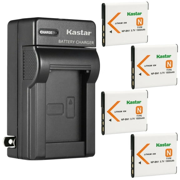 Kastar 4-Pack Battery and AC Wall Charger Replacement for Sony Cyber-shot DSC-W620, Cyber-shot DSC-W630, Cyber-shot DSC-W650, Cyber-shot DSC-W670, Cyber-shot DSC-W690, Cyber-shot DSC-W710 Cameras