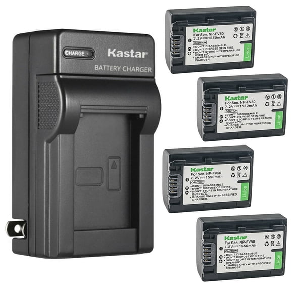 Kastar 4-Pack Battery and AC Wall Charger Replacement for Sony HDR-PJ780, HDR-PJ790, HDR-PJ810, HDR-PJ820, HDR-PJ820E, HDR-TD10, HDR-TD20, HDR-TD30Cameras