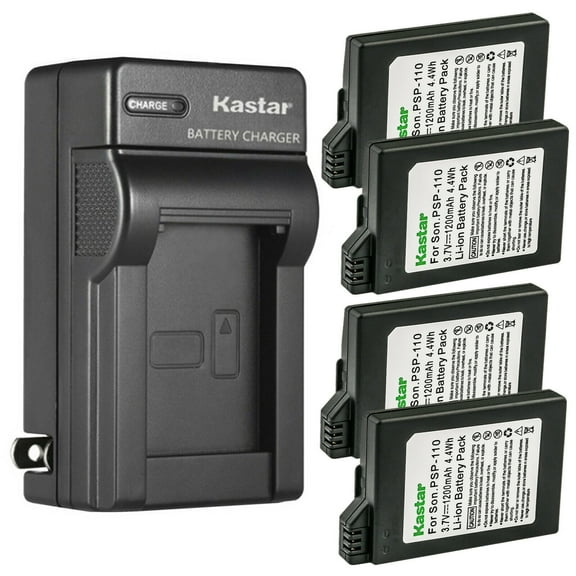 Kastar 4-Pack Battery and AC Wall Charger Replacement for Sony PSP2000 PSP2001 PSP2002 PSP2003 PSP2004 PSP2005 PSP2006 PSP2007 PSP2008 PSP2009 PSP2010 PSP3000 PSP3001 PSP3002 PSP3003 PSP3004