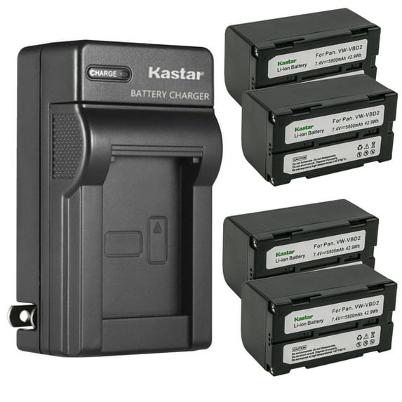Kastar 4-Pack Battery and AC Wall Charger Replacement for GR-DV9000U, GR-DVL9000U, GR-DVM1, GR-DVM1DU, GR-DVM1U, Panasonic BLI-162C, GR-B202, CGR-B403, CGR-B814, NV-DE3, PV-D1000, PV-D700, PV-D700