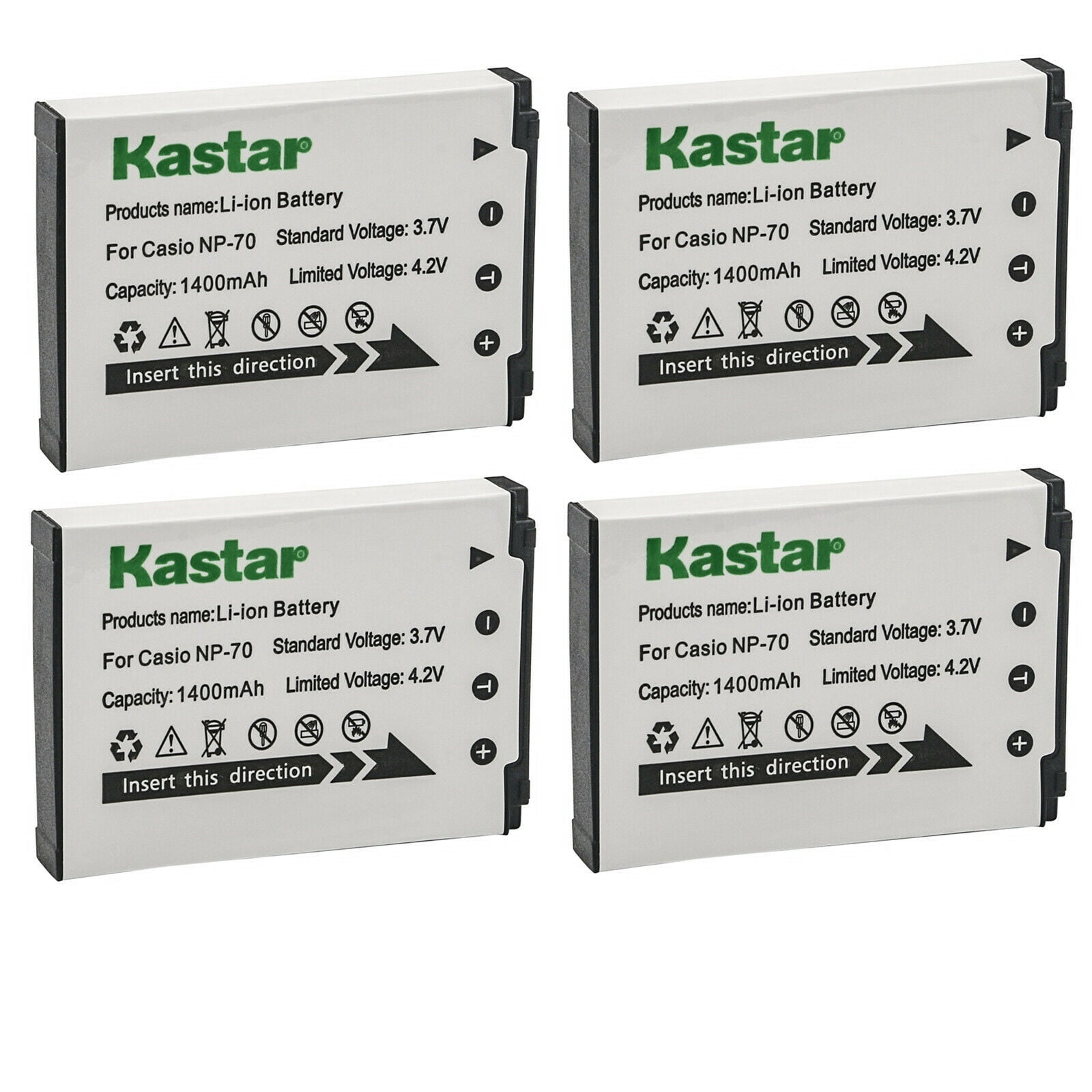 Kastar 4-Pack Battery CNP-70 Replacement for Casio NP-70 NP70, CNP-70 ...
